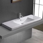 CeraStyle 068500-U/D Drop In Sink in Ceramic, Modern, With Counter Space